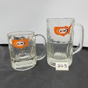 Lot of‎ 2 Vintage A & W Root beer Mugs 4.25" & 5.75"